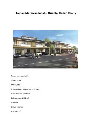 Taman Merawan Indah - Oriental Kedah Realty