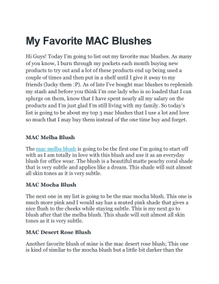 My Favorite MAC Blushes