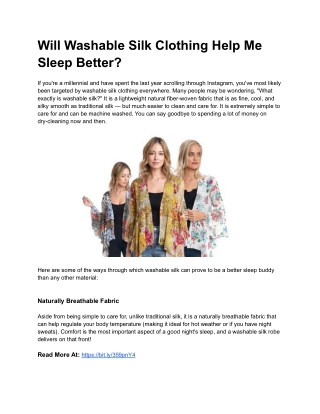 Will Washable Silk Clothing Help Me Sleep Better
