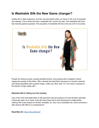 Is Washable Silk the New Game changer