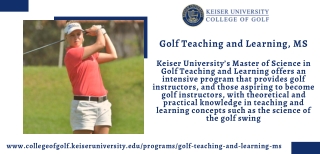 Dr. Eric Wilson Announces Master of Science in Golf Teaching and Learning