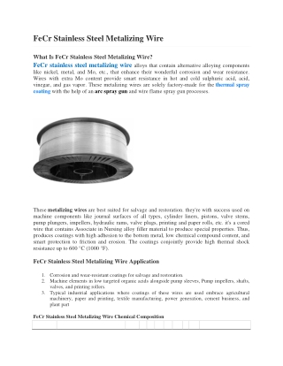 FeCr Stainless Steel Metalizing Wire-converted