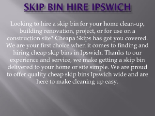 Skip Bin Hire Ipswich