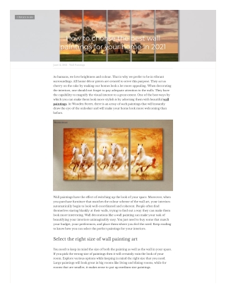How to choose the best wall paintings for your home in 2021