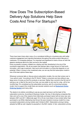 How Does The Subscription-Based Delivery App Solutions Help Save Costs And Time