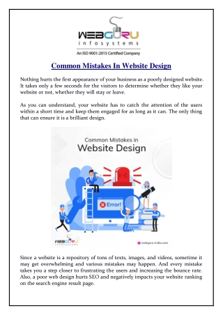 Common Mistakes In Website Design