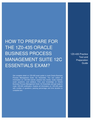 How to prepare for the 1Z0-435 Oracle Business Process Management Suite 12c Esse