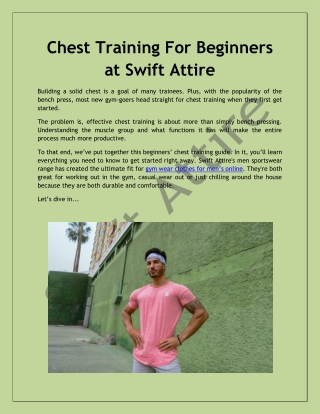 Chest Training For Beginners at Swift Attire