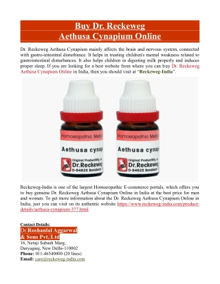 Buy Dr. Reckeweg Aethusa Cynapium Online