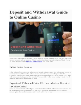 Deposit and Withdrawal Guide to Online Casino
