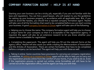Company Formation Agent - Help is at Hand