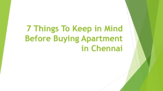 7 Things To Keep in Mind Before Buying Apartment in Chennai