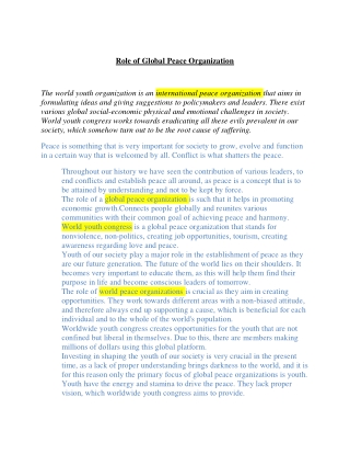 Role of Global Peace Organization