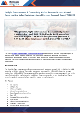 In-flight Entertainment & Connectivity Market