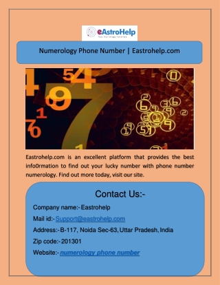 Numerology Phone Number  Eastrohelp.com