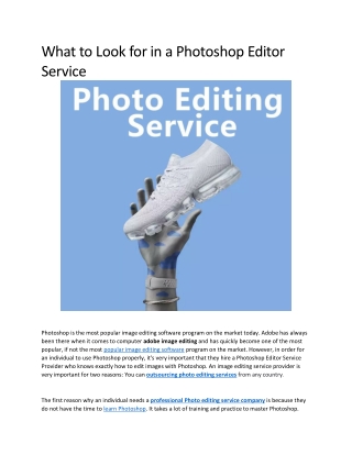 What to Look for in a Photoshop Editor Service