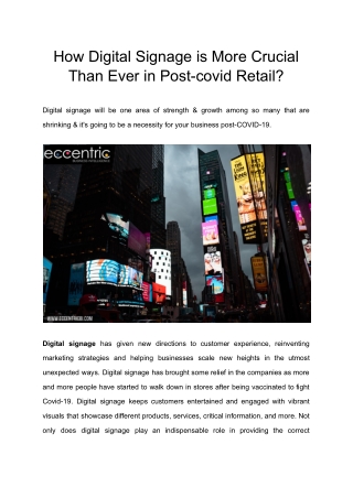 How Digital Signage is More Crucial Than Ever in Post-covid Retail?