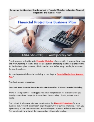 Answering the Question How Important is Financial Modeling in Creating Financial Projections of a Business Plan