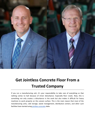 Get Jointless Concrete Floor From a Trusted Company