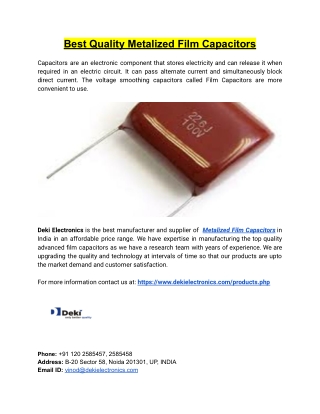 Best Quality Metalized Film Capacitors
