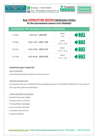 #1 Online Pharmacy to Buy Carmustine Injection Vial