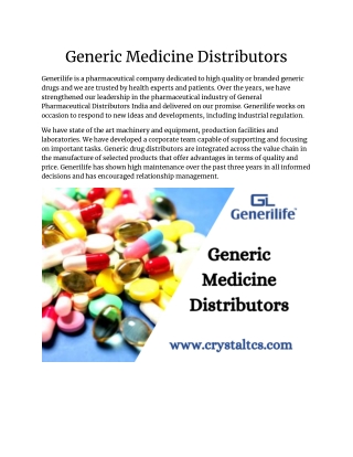 Generic Medicine Distributors