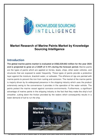 Industrial Outlook of Marine Paints Market