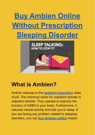 Buy Ambien Online Without Prescription Sleeping Disorder