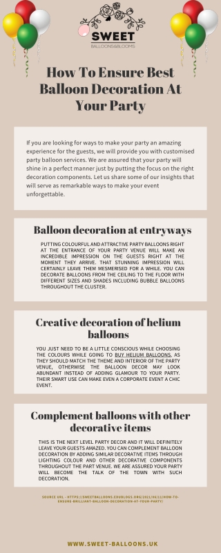 How To Ensure Best Balloon Decoration At Your Party