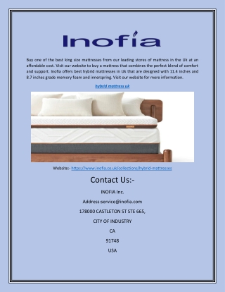 Hybrid Mattress in Uk | Inofia.co.uk