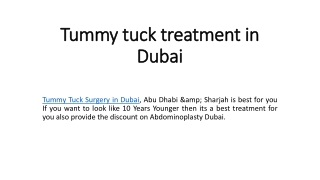 Tummy tuck treatment in Dubai