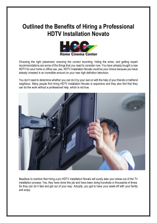 Outlined the Benefits of Hiring a Professional HDTV Installation Novato