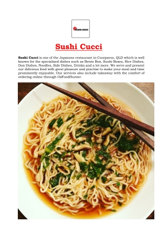 5% OFF - Sushi Cucci Menu - Japanese takeaway Coorparoo, QLD