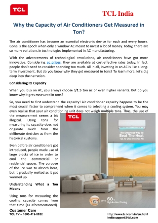 Why the Capacity of Air Conditioners Get Measured in Ton?