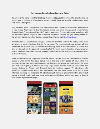 Not Known Details about Baccarat Rules