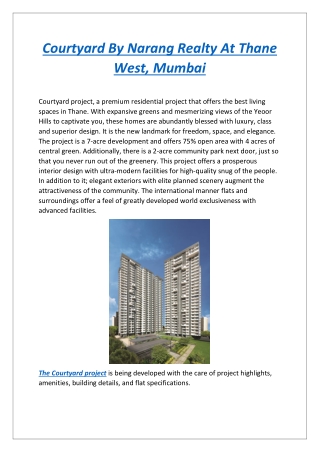 Courtyard By Narang Realty At Thane West, Mumbai