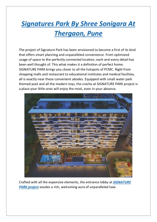 Signatures Park By Shree Sonigara At Thergaon, Pune