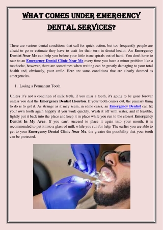 What Comes Under Emergency Dental Services