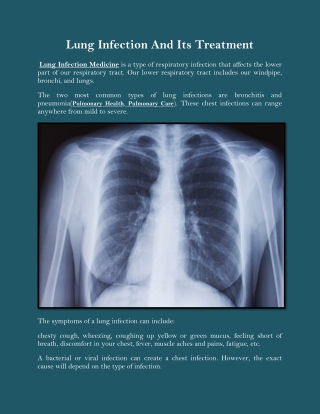 Lung Infection And Its Treatment