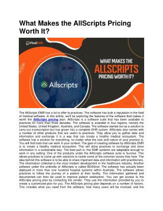 What Makes the AllScripts Pricing Worth It