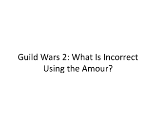 Guild Wars 2: What Is Incorrect Using the Amour?