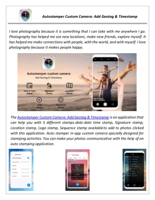 Autostamper custom camera : Add Geotag & Timestamp