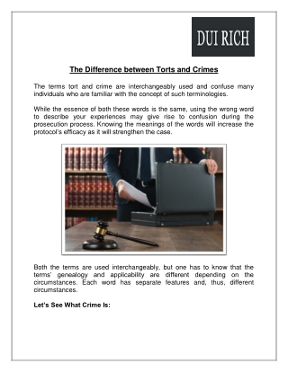 The Difference between Torts and Crimes