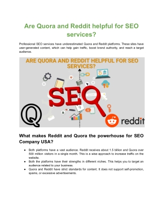 Are Quora and Reddit helpful for SEO services_