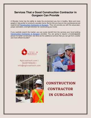 Services That a Good Construction Contractor in Gurgaon Can Provide