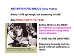 ANTI-PSYCHOTIC DRUGS since 1950 s Mainly 15-45 age range, but increasing in kids Stop PANIC, HOSTILITY, FEAR