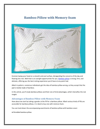 Bamboo Pillow with Memory foam