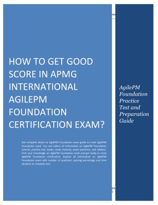 How to Get Good Score in APMG International AgilePM Foundation Exam?