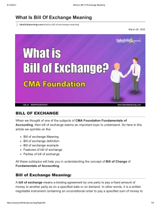 What Is Bill Of Exchange Meaning Pdf