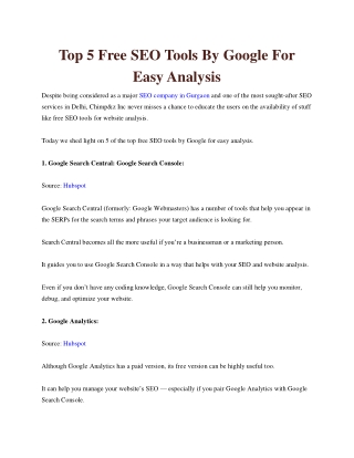 Top 5 Free SEO Tools By Google For Easy Analysis